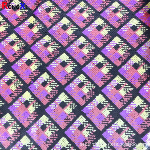 5mm Grid Shape Lilac Spangle Velvet Sequin Fabric